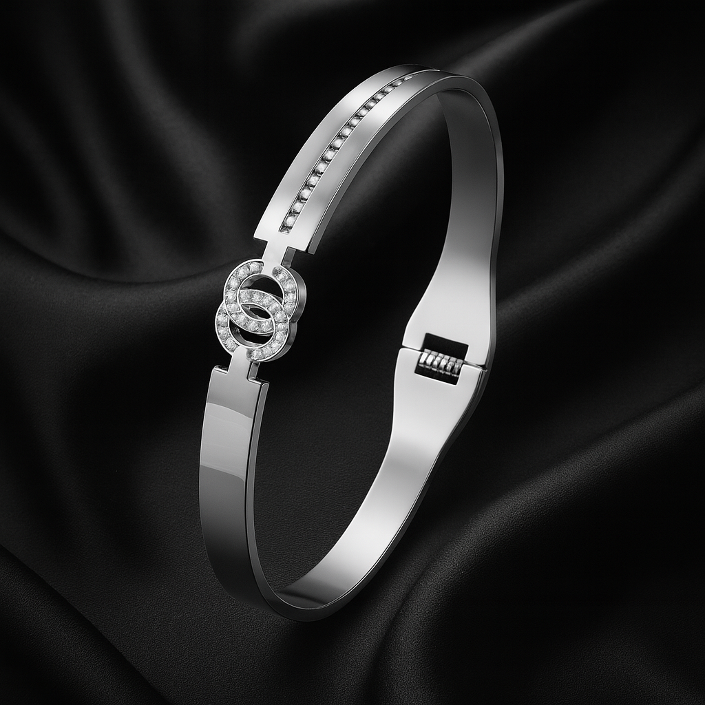 Silver-Tone Designer-Inspired CZ Bracelet for Women