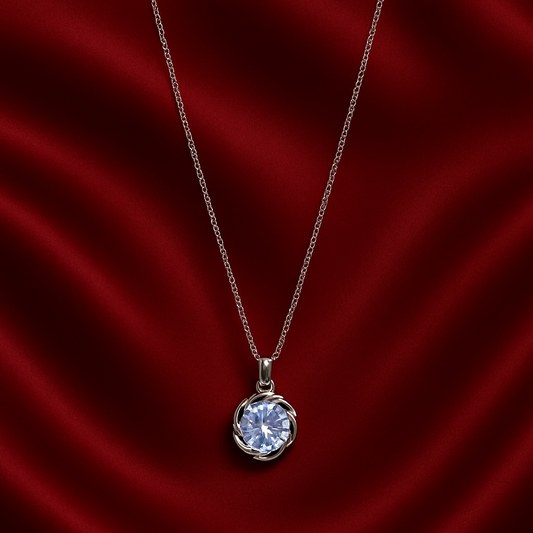 Elegant Silver Solitaire Pendant Necklace