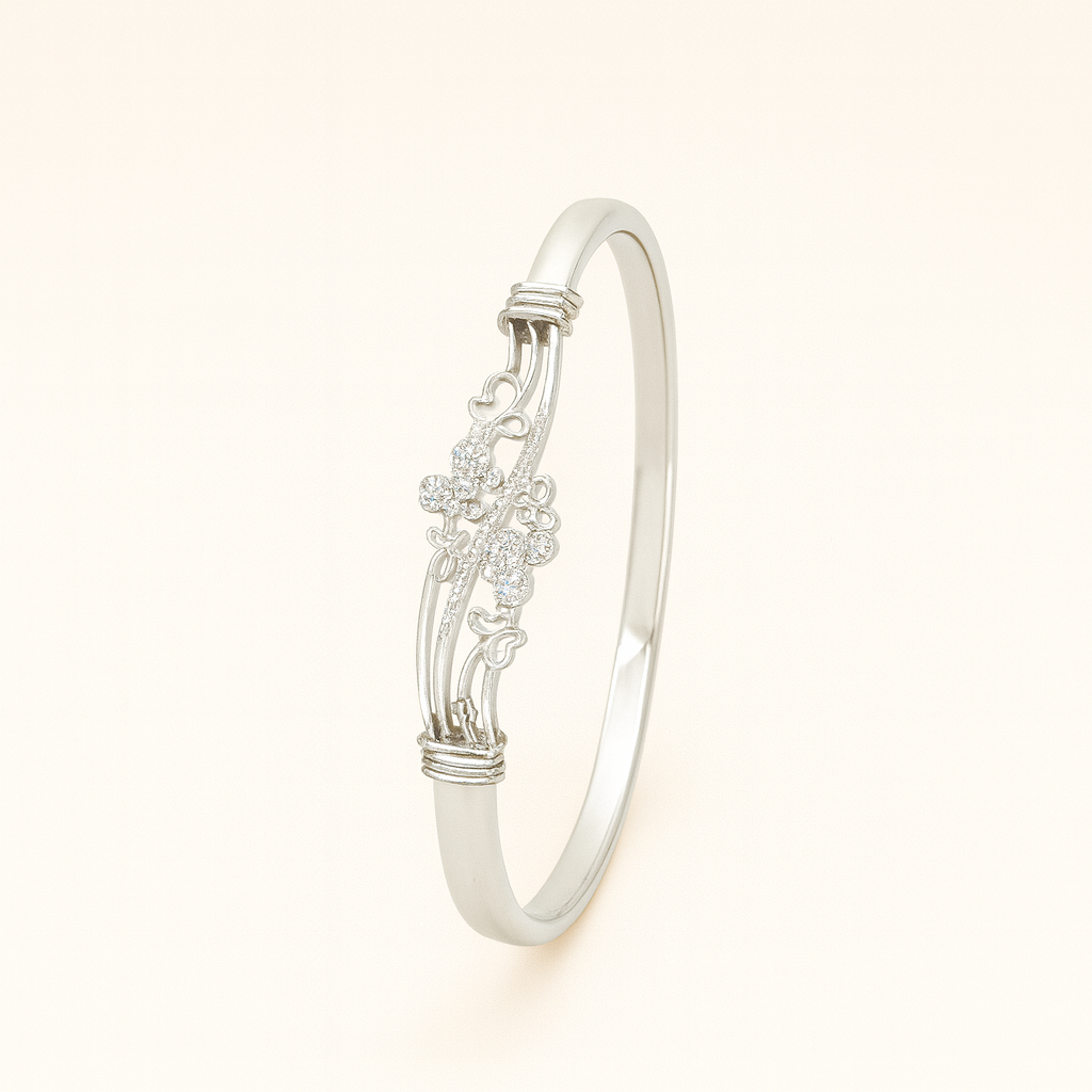Silver Floral Designer Bangle for Women