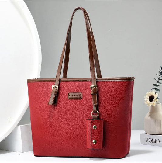 Premium PU Leather Tote Bag with Key Holder – Daily Carry Handbag