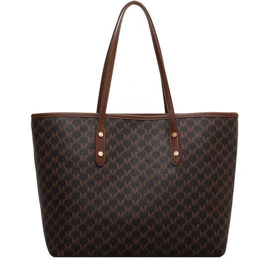 Monogram Print Large Tote Bag for Women – Stylish Daily Bag
