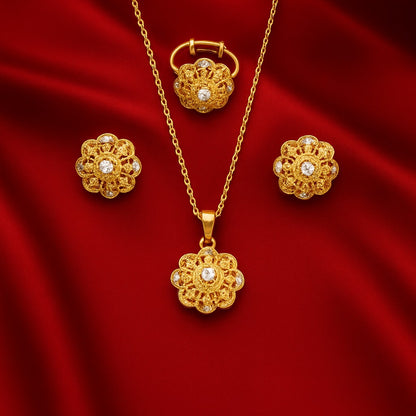 24K Handmade Gold Plated Floral Jewelry Set