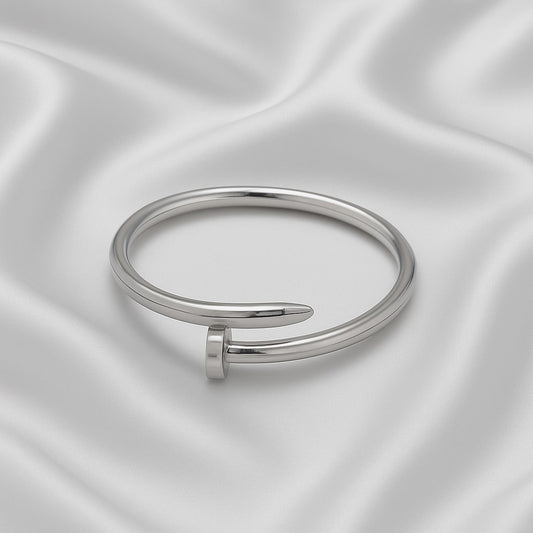 Stainless Steel Nail Design Bracelet – Modern Unisex Minimalist Style