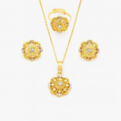 24K Handmade Gold Plated Floral Jewelry Set