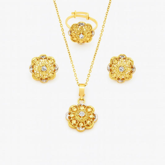 24K Handmade Gold Plated Floral Jewelry Set