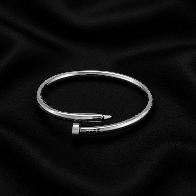 Stainless Steel Nail Design Bracelet – Modern Unisex Minimalist Style