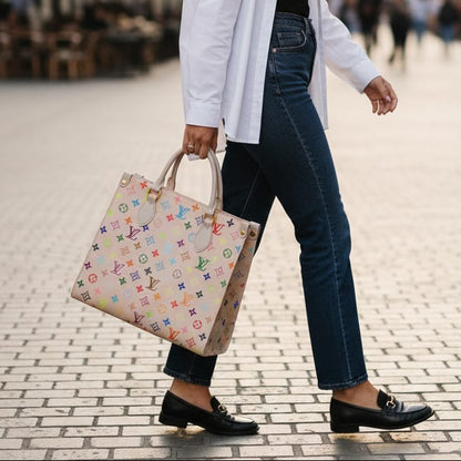 Luxury Multicolor Print Large Tote Bag for Women
