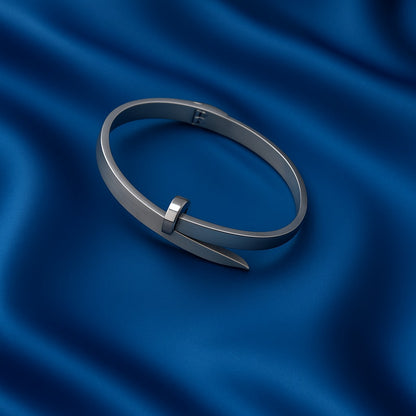 Stainless Steel Nail Design Bracelet – Modern Silver Unisex Style