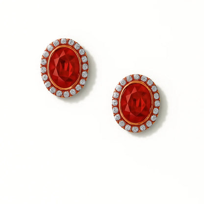 Handcrafted 24k Gold Plated Oval Stud Earrings