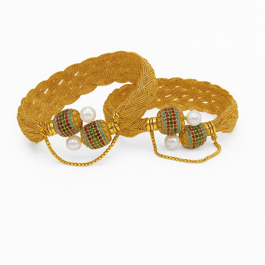 Gold Plated Multicolor Stone Bangles for Women – Pair