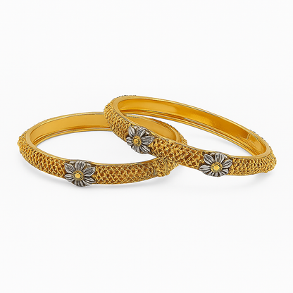 Gold Plated Floral Bangles for Women – Pair