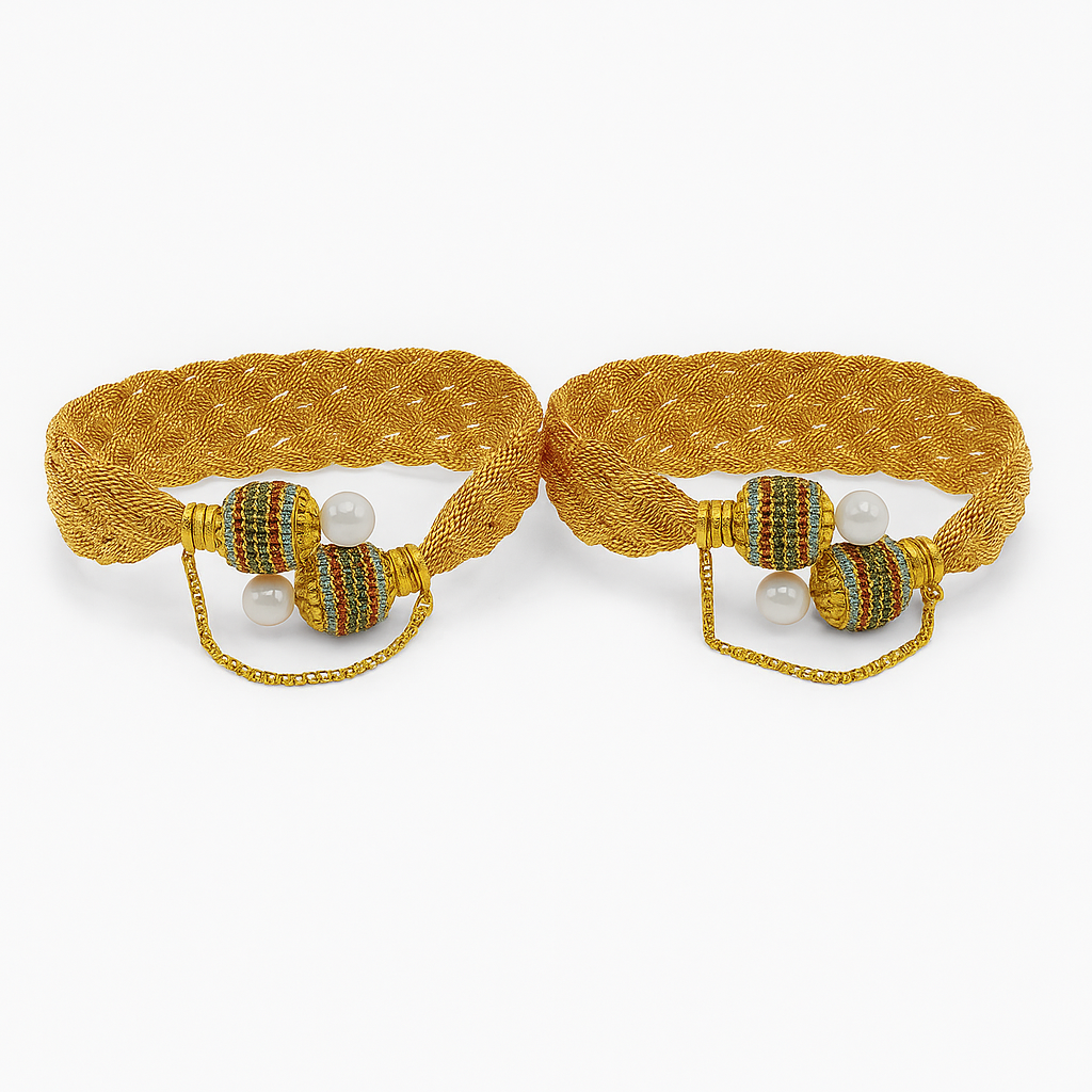 Gold Plated Multicolor Stone Bangles for Women – Pair