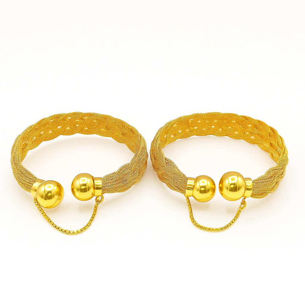 Elegant Gold Plated Mesh Bangles for Women – Pair – AdorableHub