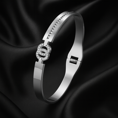 Silver-Tone Designer-Inspired CZ Bracelet for Women