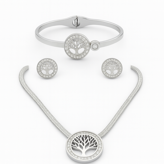 Elegant Tree of Life Silver Jewelry Set for Women