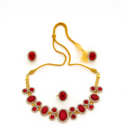 Handcrafted 24k Gold Plated Stone Necklace Set