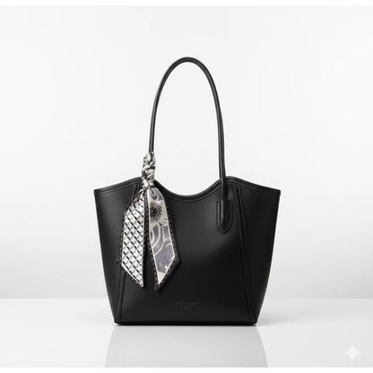 Elegant Scarf Accent Premium Leather Tote Bag for Women AH-036