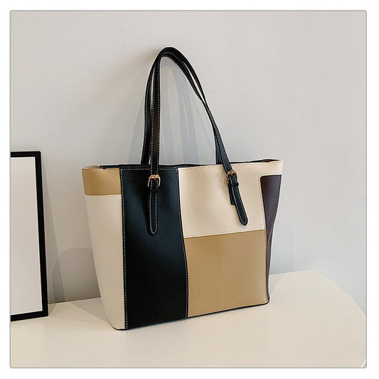 Tri-Color Large Tote Bag for Women – Trendy Daily Style Ah-028
