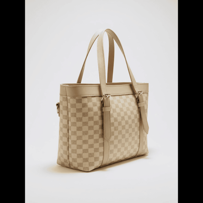 Classic Checkered Tote Bag – Premium PU Leather
