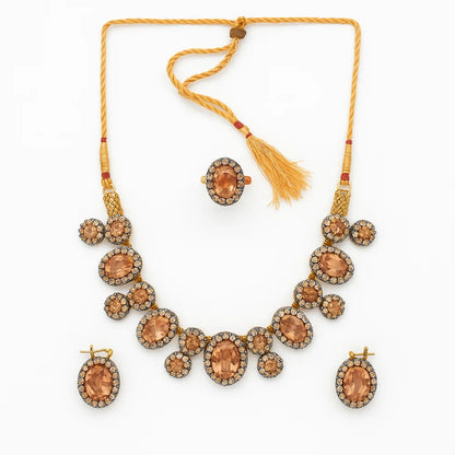 Handcrafted 24k Gold Plated Stone Necklace Set