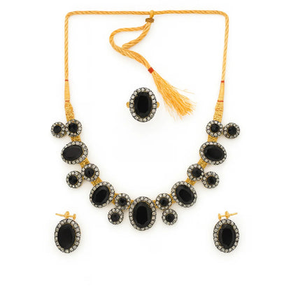 Handcrafted 24k Gold Plated Stone Necklace Set
