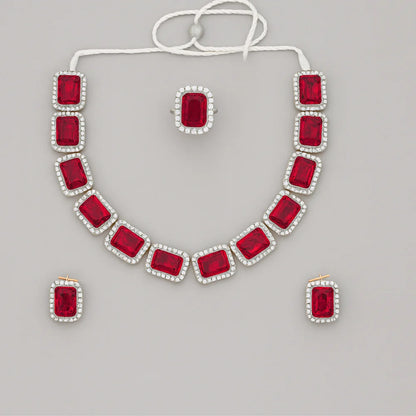 Handcrafted 24K Gold Plated Stone Necklace Set