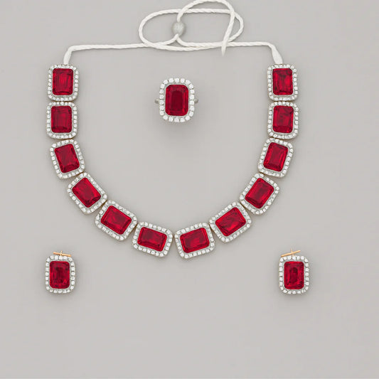 Handcrafted 24K Gold Plated Stone Necklace Set