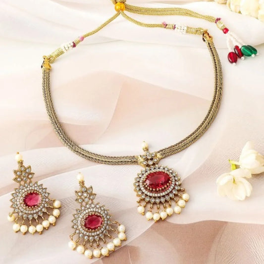 Handcrafted 24k Gold Plated Kundan Pearl Necklace Set