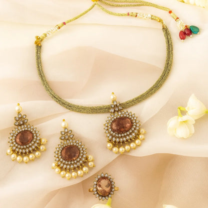 Handcrafted 24k Gold Plated Kundan Pearl Necklace Set